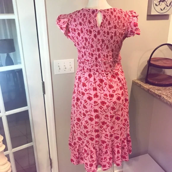 Vineyard Vines 🌸 Rock Rose 🌹 floral smocked MIDI pockets dress - Picture 7 of 16